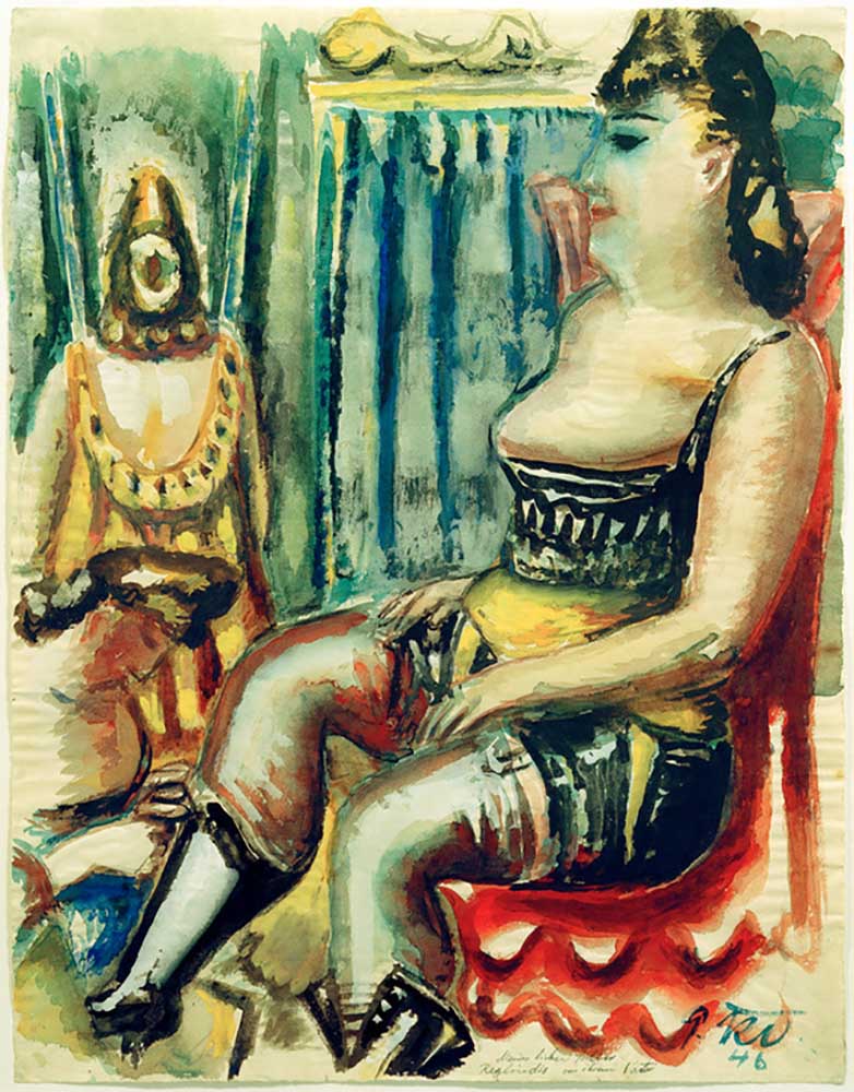 Frau mit gelbem Strumpfhalter von Paul Kleinschmidt