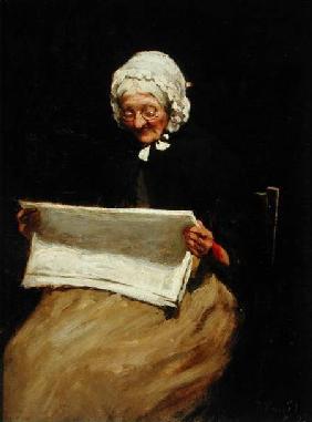 Old Woman Reading a Newspaper 1895