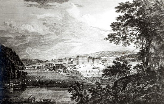 A View of Bethlem the Great Moravian Settlement in the province of Pennsylvania from ''Scenographia  von Paul Sandby