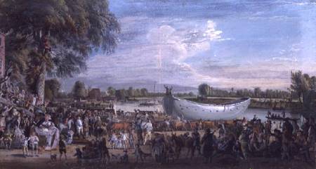The Chinese Junk being removed from the Thames von Paul Sandby