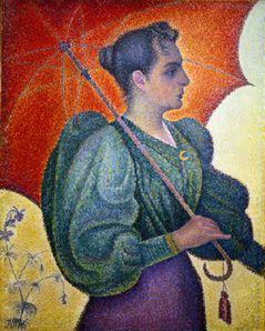 Bildnis der Berthe Signac mit Schirm. von Paul Signac