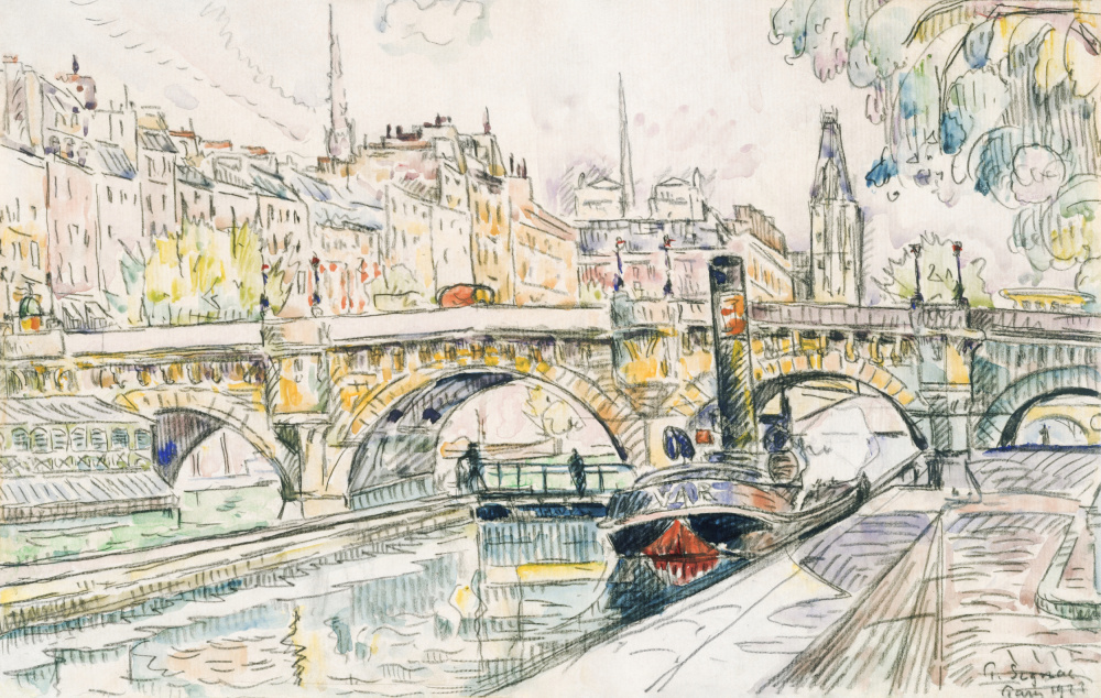 Schlepper am Pont Neuf, Paris (1923) von Paul Signac