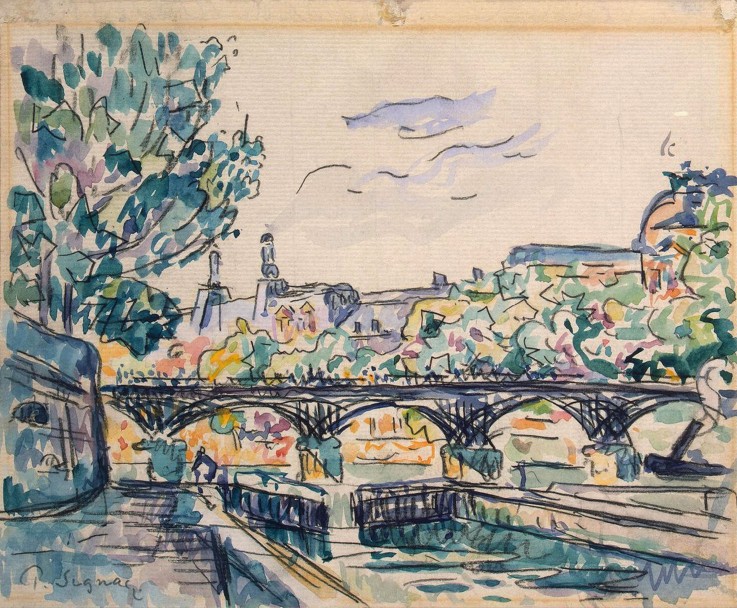 Seineufer nähe der Pont des Arts mit Blick zum Louvre von Paul Signac
