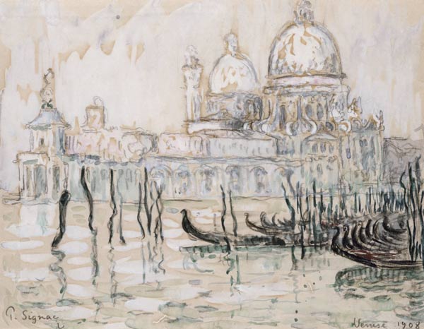 Venice or, The Gondolas, 1908 (black chalk and w/c on paper) von Paul Signac