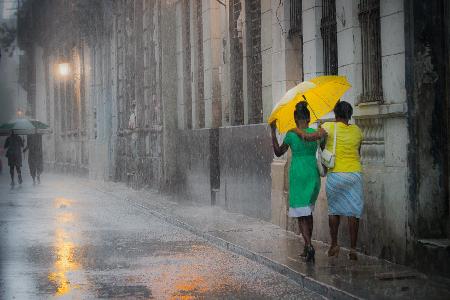Gelber Regenschirm (Regentag in Havanna)