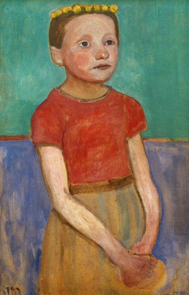 Halbfigur eines Mädchens mit gelbem Kranz im Haar von Paula Modersohn-Becker