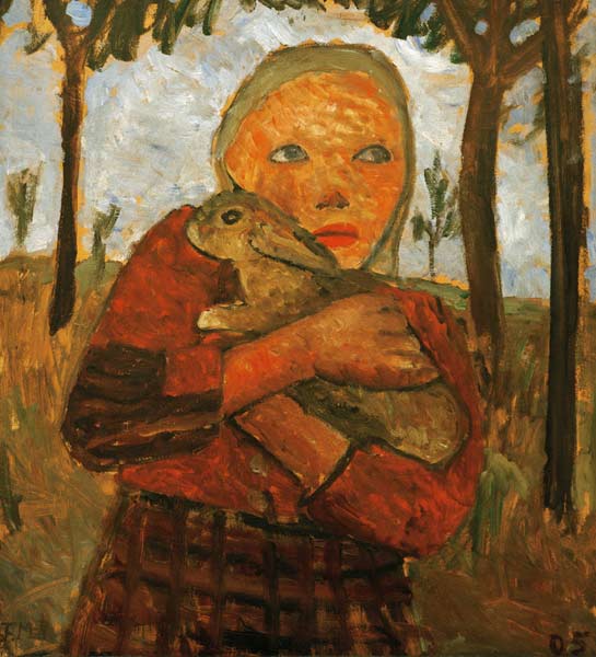 Mädchen mit Kaninch von Paula Modersohn-Becker