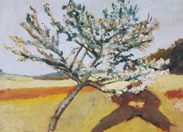 Liegender Mann unter blühendem Baum von Paula Modersohn-Becker