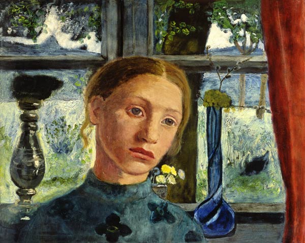 Mädchenkopf vor einem Fenster von Paula Modersohn-Becker