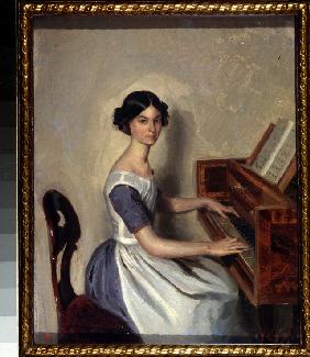 Porträt Nadeschda Schdanowitsch am Klavier 1849