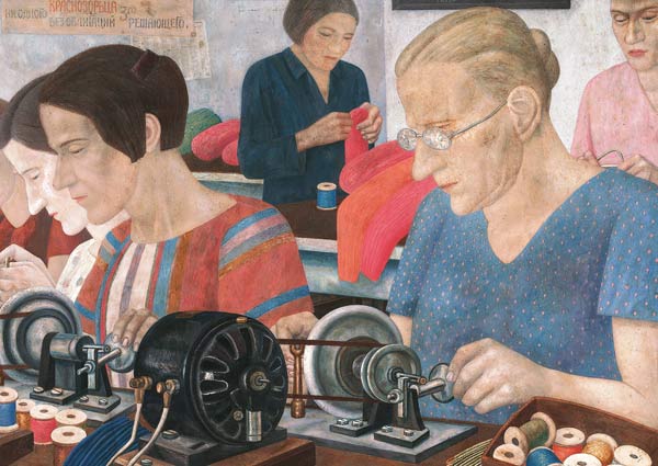 Die Stoßarbeiterinnen der Fabrik "Die Morgenröte" von Pawel Nikolajewitsch Filonow