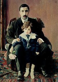 Armand Franzewitsch Auber mit seinem Sohn 1915