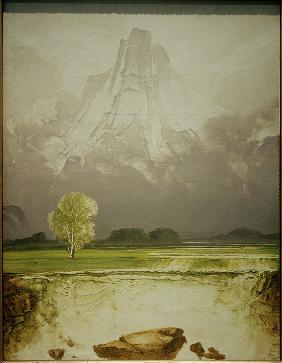 Der Berg Stetind mit einer Birke 1864