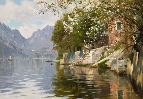 Frühlingstag am Luganer See von Peder Mørk Mønsted