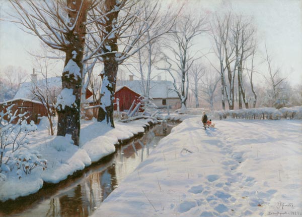 Winterlandschaft bei Broendbyvester 1927 von Peder Mørk Mønsted