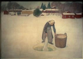 Wäschewaschen auf dem Eis 1900