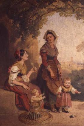 Two Roman ladies and their children