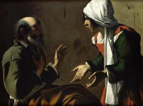 The Denial of St. Peter (oil on canvas) 19th