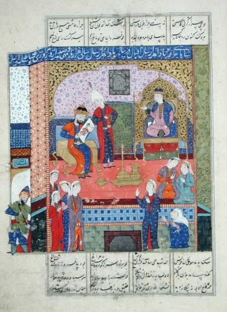 Ms D-184 fol.381a Interior of the King of Persia's Palace, illustration from the 'Shahnama' (Book of von Persian School