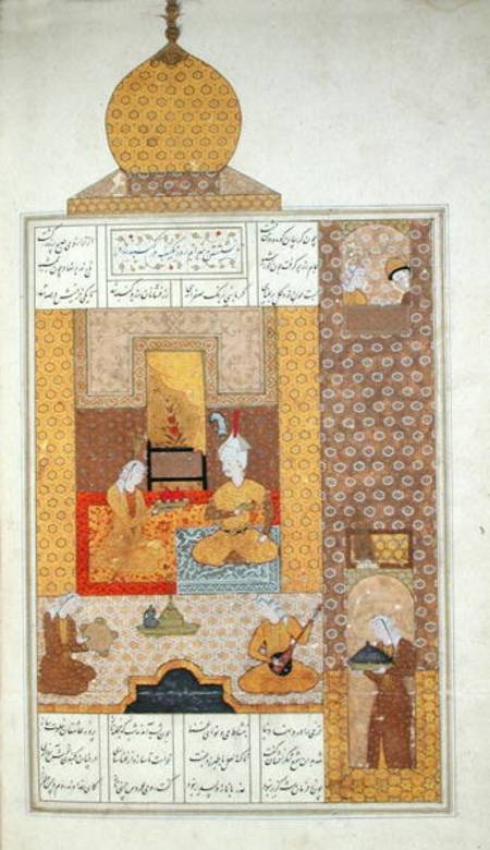 Ms D-212 fol.205b Bahram (420-28) Visits the Princess of Turkestan, illustration to 'The Seven Princ von Persian School
