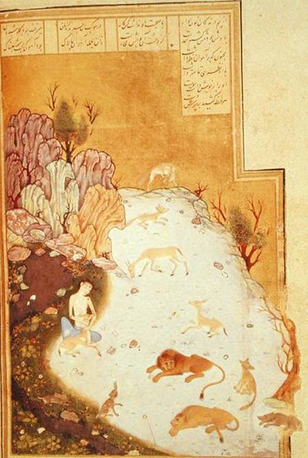 Or 2590 Majnun in the Desert, from the story of 'Layla and Majnun' by Nizami von Persian School