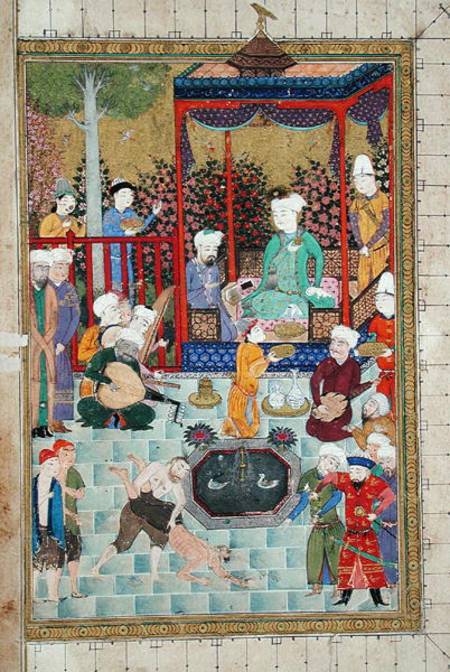 Ms C-822 fol.1v A Princely Reception, illustration from the 'Shahnama' (Book of Kings), by Abu'l-Qas von Persian School