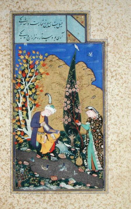 Ms C-860 fol.41b Two Lovers in a Flowering Orchard von Persian School