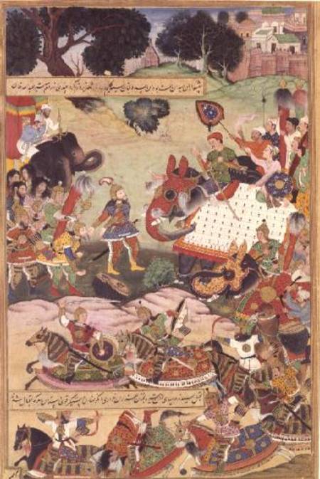Battle between the forces of Persia and Turan, illustration from the 'Shahnama' (Book of Kings) von Persian School