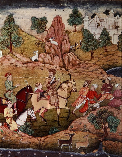 Hunting with a falcon, Safavid dynasty (1502-1736) von Persian School