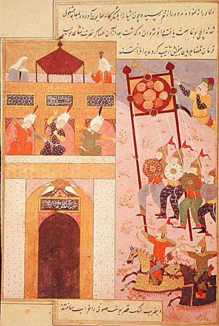 Tamerlane (1336-1405) Besieging Urganj, from the Zafarnama of Shaval ad-Din, copied by Murshid al At von Persian School