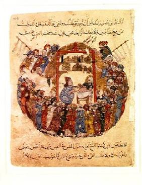 Ms c-23 f.165a A Doctor Performing a Bleeding in a Crowd of Curious People, from 'The Maqamat' (The c.1240