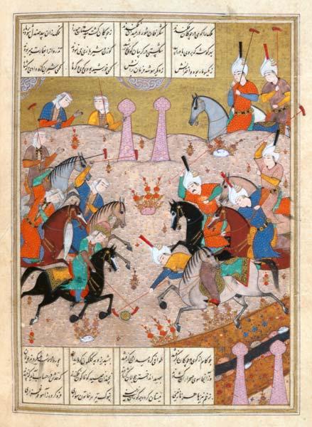 Ms d-212 A Game of Polo Between a Team of Men and a Team of Women, from the 'Khamsa' of Nizami c.1550