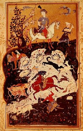 Hunting Scene from ''The Book of Love'', Safavid Dynasty