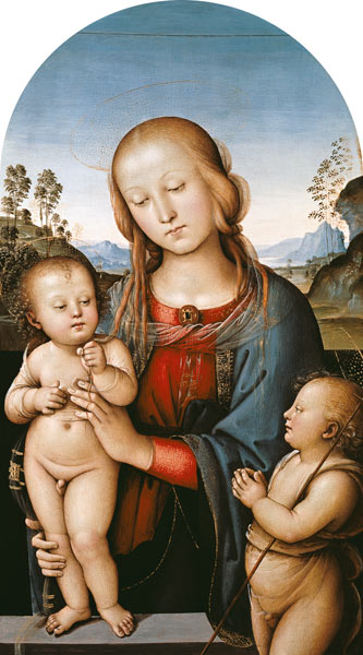 Die Jungfrau mit dem Kind und dem Johannesknaben von Perugino (eigentl. Pierto di Cristoforo Vanucci)
