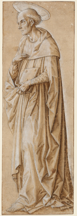 Stehender Heiliger nach links, ein Buch tragend von Pesellino