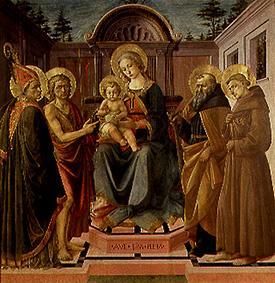 Maria mit dem Kind, umgeb. von den hll. Zeno, Johannes d.T., Antonius Abbas und Franziskus von Pesellino Francesco di Stefano
