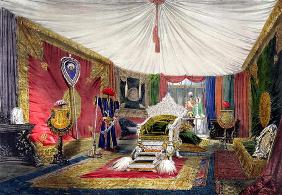 View of the tented room and ivory carved throne, in the India section of the Great Exhibition of 185 18th