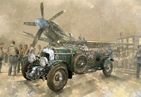 Bentley and Spitfire (oil on canvas) 