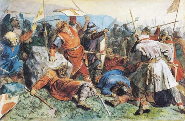 Tod Olavs des Heiligen in der Schlacht von Stiklestad von Peter Nicolai Arbo