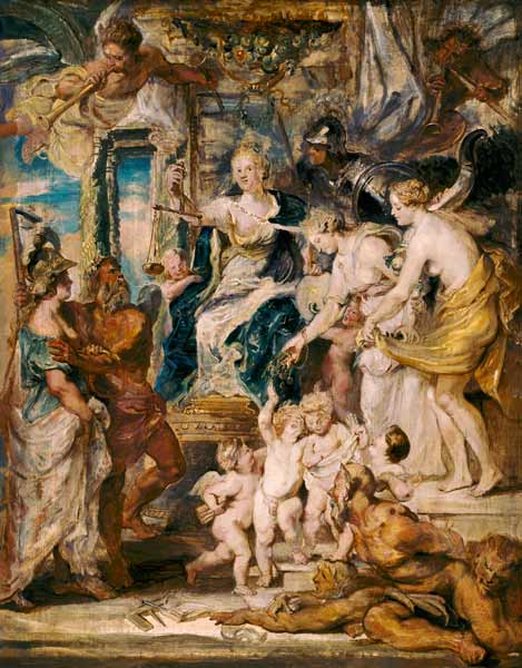 Die glückliche Regierung der Königin Skizze zum Medici-Zyklus. von Peter Paul Rubens