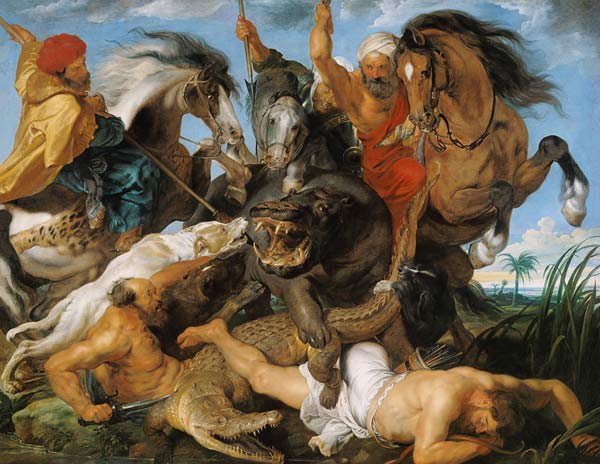 Jagd auf Nilpferd und Krokodil von Peter Paul Rubens