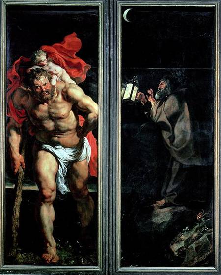 St. Christopher and the Hermit, outside shutters of the Descent from the Cross triptych von Peter Paul Rubens