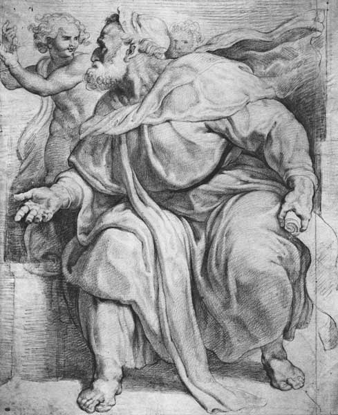 The Prophet Ezekiel, after Michangelo Buonarroti (pierre noire & red chalk on paper) von Peter Paul Rubens