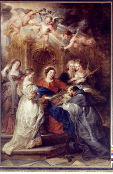 St. Ildefonso Altarpiece, central panel depicting the Virgin Mary Presenting a Liturgical Robe to St von Peter Paul Rubens