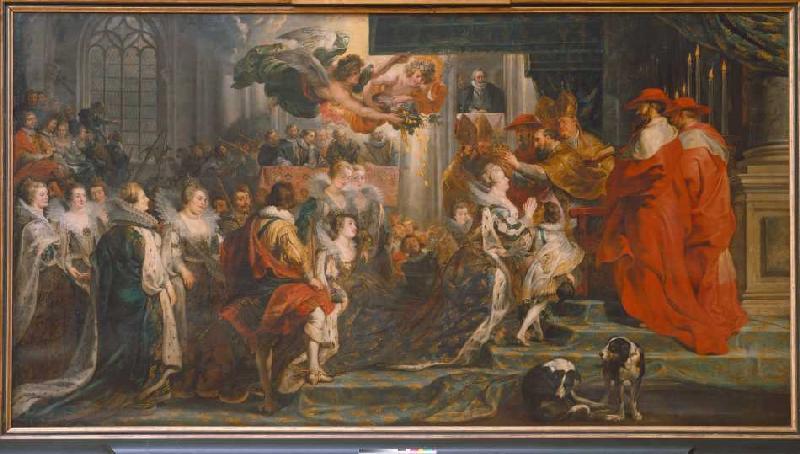Die Krönung der Maria de'Medici zur Königin in Saint-Denis am 13.Mai von Peter Paul Rubens