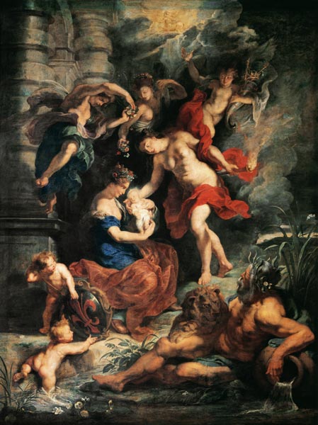 Medici-Zyklus: Die Geburt der Maria de'Medici. von Peter Paul Rubens