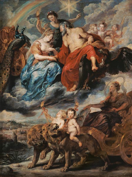 Erste Begegnung des Königs mit Maria de Medici in Lyon (Gemäldezyklus für Maria de' Medici) von Peter Paul Rubens