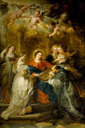 Ildefonso-Altar, Mittelbild: Maria erscheint dem hl. Ildefonso. 1630/1632