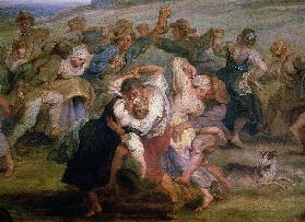The Kermesse, detail of peasants dancing c.1635-38