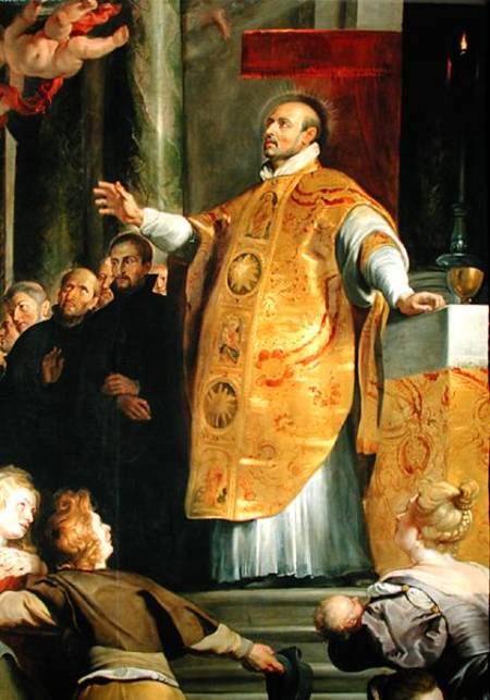 The Vision of St. Ignatius of Loyola (c.1491-1556) detail of the saint von Peter Paul Rubens
